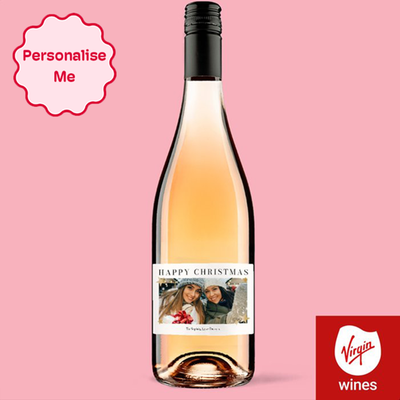 Personalised Happy Christmas Photo Upload Rose Wine 75cl