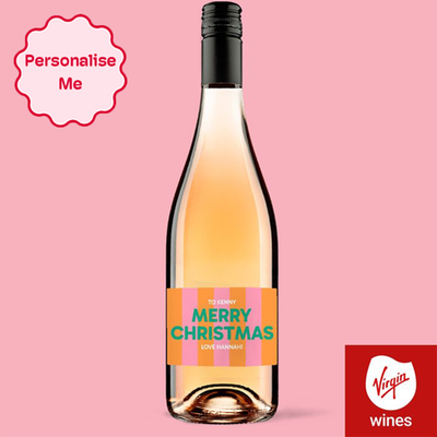 Personalised Merry Christmas Rose Wine 75cl