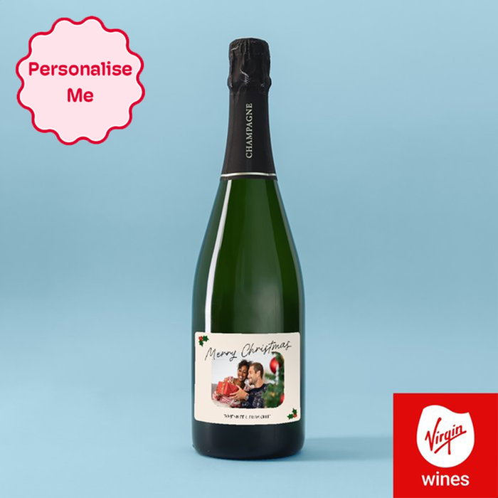 Personalised Merry Christmas Photo Upload Champagne