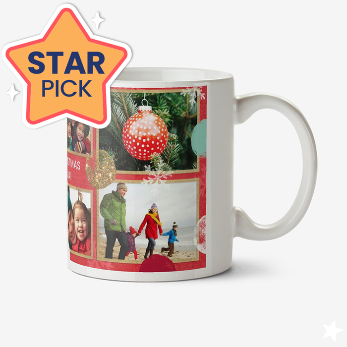 Christmas Spots and Snowflakes Collage Photo Upload Mug