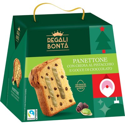 Immagine di Panettone con crema al pistacchio e gocce di cioccolato