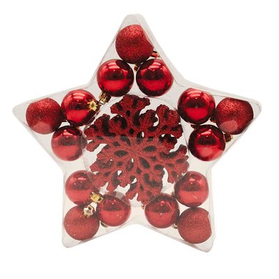 Immagine di Set 15 sfere + 12 fiocchi glitter