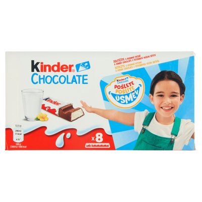 Obrázek Kinder Chocolate Tyčinky z mléčné čokolády s mléčnou náplní 8 ks 100g