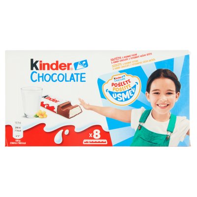 Obrázek Kinder Chocolate Tyčinky z mléčné čokolády s mléčnou náplní 8 ks 100g