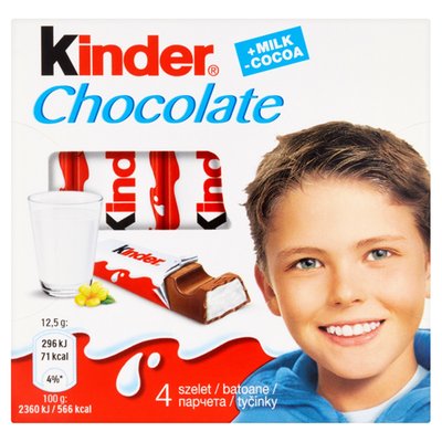 Obrázek Kinder Chocolate Tyčinky z mléčné čokolády s mléčnou náplní 4 x 12,5g
