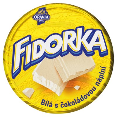 Obrázek Opavia Fidorka Bílá s čokoládovou náplní žlutá 30g