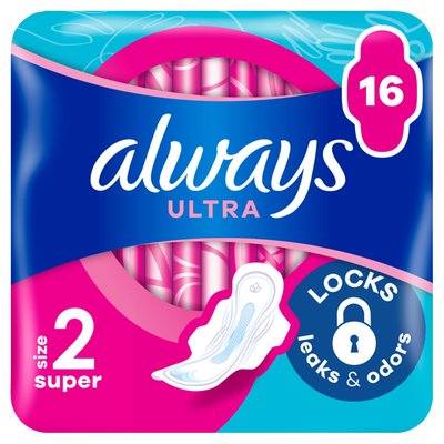 Obrázek Always, Hygienické Vložky Ultra Day Super (Velikost 2), Křidélka x 16, Vložky