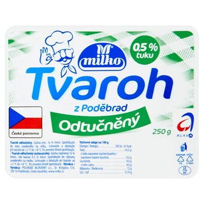 Obrázek Milko Tvaroh z Poděbrad odtučněný 250g