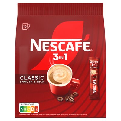 Obrázek NESCAFÉ 3in1 Classic, instantní káva, 10 sáčků x 16,5g (165g)
