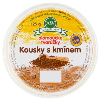 Obrázek A.W. Olomoucké tvarůžky kousky s kmínem 125g