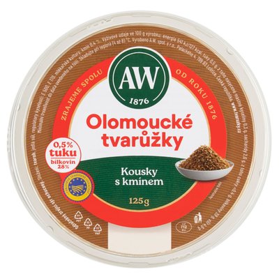 Obrázek A.W. Olomoucké tvarůžky kousky s kmínem 125g