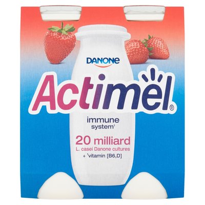 Obrázek Actimel probiotický jogurtový nápoj jahoda 4 x 100g (400g)