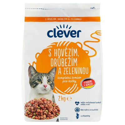 Obrázek clever Kompletní krmivo pro kočky s hovězím, drůbežím a zeleninou 2kg