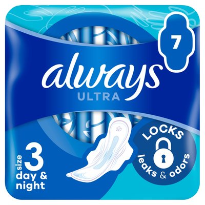 Obrázek Always Ultra  Hygienické Vložky Den a noc (Velikost 3) Křidélka 7 ks