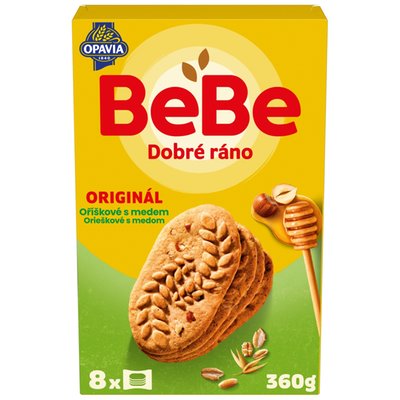 Obrázek Opavia BeBe Dobré ráno oříškové s medem sušenky s 5 celozrnnými cereáliemi multibalení 360 g