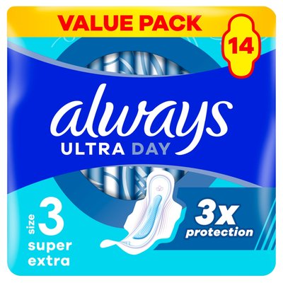 Obrázek Always, Hygienické Vložky Ultra Super Extra (Velikost 3), Křidélka x 14, Vložky