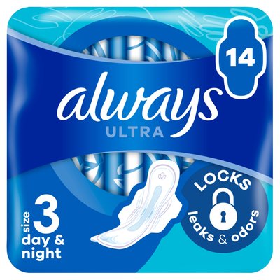 Obrázek Always Ultra Hygienické Vložky Den a noc (Velikost 3) Křidélka 14 ks?