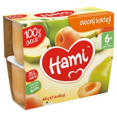 Obrázek Hami ovocná přesnídávka 100% ovoce Ovocný koktejl od uk. 6. měsíce 4 x 100g