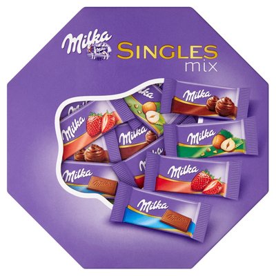 Obrázek Milka bonboniéra Singles Mix, výběr mini mléčných čokolád 138g