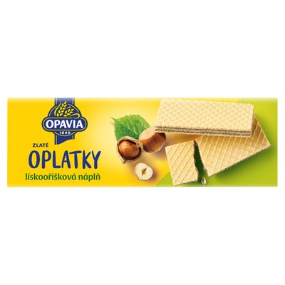 Obrázek Opavia Oplatky Zlaté lískooříšková náplň 146g