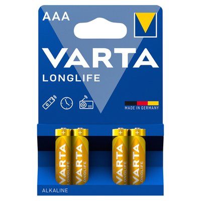 Obrázek Varta Longlife AAA alkalické baterie 4 ks
