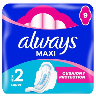 Obrázek Always Maxi Super Hygienické Vložky (Velikost 2) S Křidélky 9 Vložky