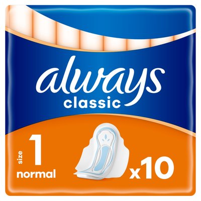 Obrázek Always Classic Normal Hygienické Vložky (Velikost 1) S Křidélky 10ks