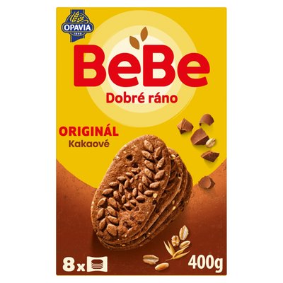 Obrázek Opavia sušenky kakaové BeBe Dobré Ráno s kousky čokolády 8 x 50g (400g)