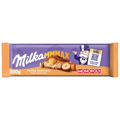 Obrázek Milka čokoláda Mmmax Toffee Whole Nuts mléčná s oříšky a karamelem 300g