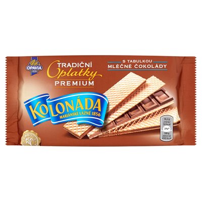 Obrázek Opavia oplatky Kolonáda s tabulkou mléčné čokolády Premium 92g
