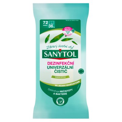 Obrázek Sanytol Dezinfekční univerzální čisticí utěrky eukalyptus 72 ks