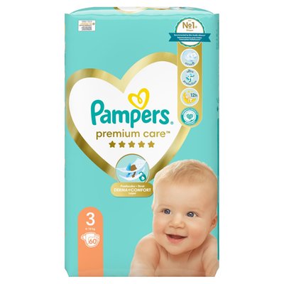 Obrázek Pampers Premium Care Velikost 3, Plenky 60 ks, 6kg-10kg