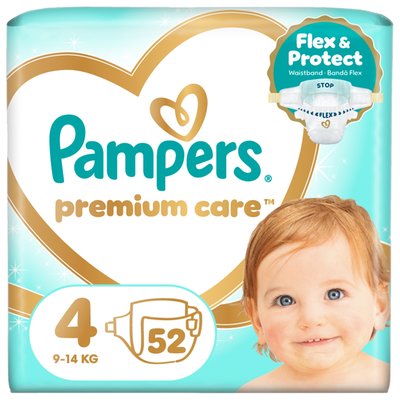 Obrázek Pampers Premium Care Velikost 4, 52 Plenek, 9kg-14kg