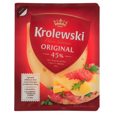 Obrázek Krolewski Original 45 % sýr švýcarského typu s velkými oky plátky 100g