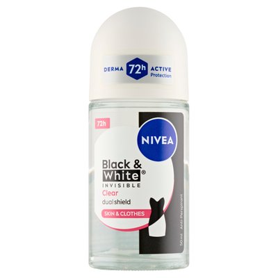 Obrázek Nivea Black & White Invisible Clear Kuličkový antiperspirant 50ml