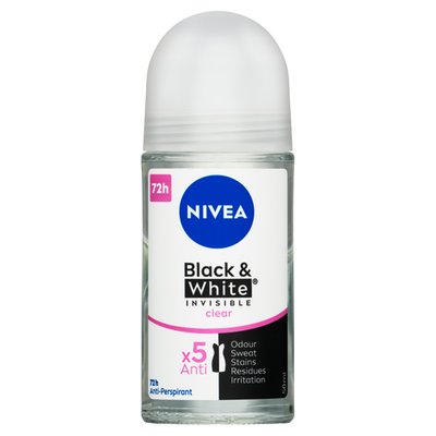 Obrázek Nivea Black & White Invisible Clear Kuličkový antiperspirant 50ml