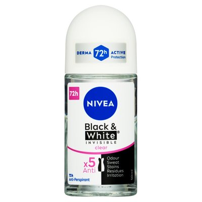 Obrázek Nivea Black & White Invisible Clear Kuličkový antiperspirant 50ml