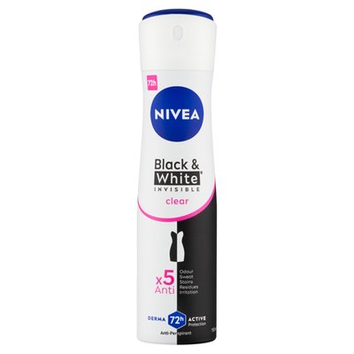 Obrázek Nivea Black & White Invisible Clear Sprej antiperspirant 150ml
