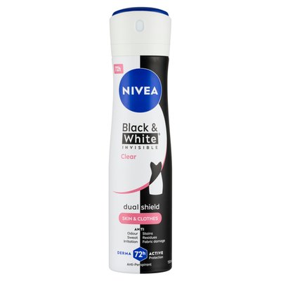 Obrázek Nivea Black & White Invisible Clear Sprej antiperspirant 150ml