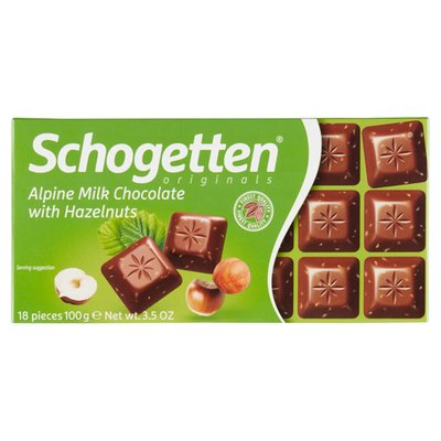 Obrázek Schogetten Mléčná čokoláda z alpského mléka s praženými kousky lískových ořechů 100g