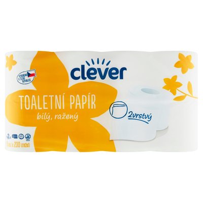 Obrázek clever Toaletní papír bílý ražený 2vrstvý 8 rolí