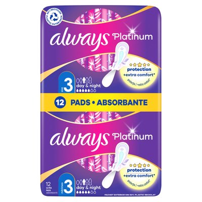 Obrázek Always Platinum Day & Night Sanitary Towels With Wings 12 Pads