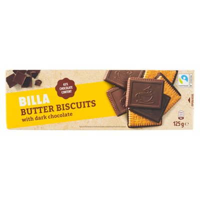 Obrázek BILLA Máslové sušenky s hořkou čokoládou 125g