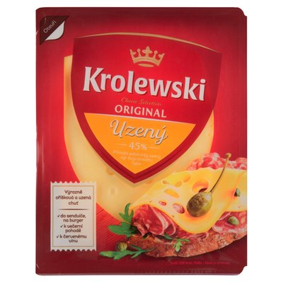 Obrázek Krolewski Original uzený 45 % přírodní polotvrdý uzený sýr švýcarského typu plátky 100g