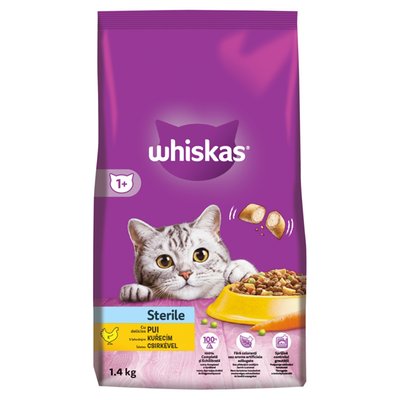 Obrázek Whiskas Sterile s lahodným kuřecím 1,4kg