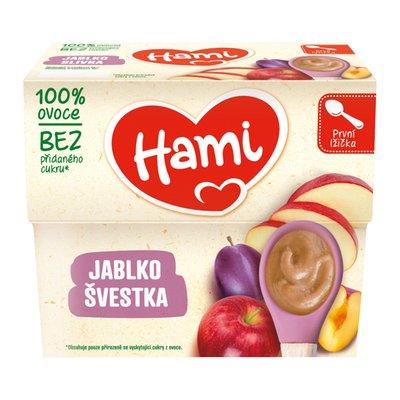 Obrázek HAMI ovocný příkrm Jablko a Švestka 4x100 g