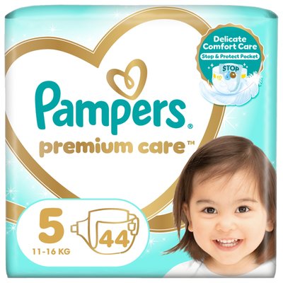 Obrázek Pampers Premium Care Velikost 5, 44 Dětské Plenky, 11kg-16kg