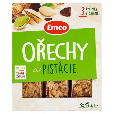 Obrázek Emco Ořechy a pistácie v hořké čokoládě 3 x 35g