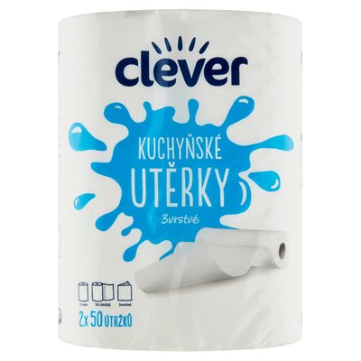 Obrázek clever Kuchyňské utěrky 3vrstvé 2 role