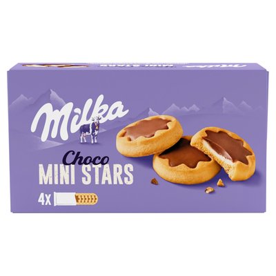 Obrázek Milka Choco Mini Stars sušenky s mléčnou náplní a čokoládou z alpského mléka 150 g